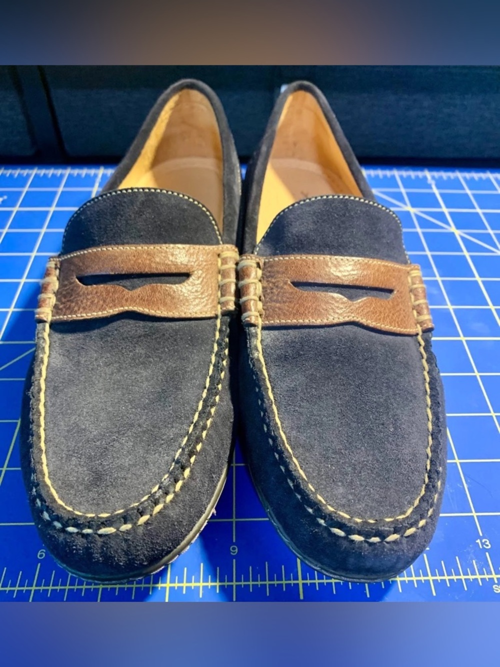 Martin Dingman Navy Suede Men’s Penny Loafer Driving Moccasin